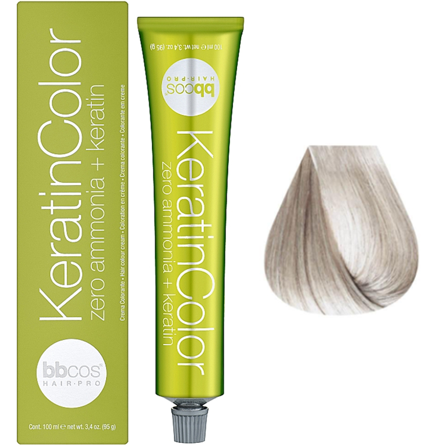 Bbcos Keratin Color Крем-фарба для волосся 10/21 блондин екстра світлий фіолетовий попелястий, 100 мл