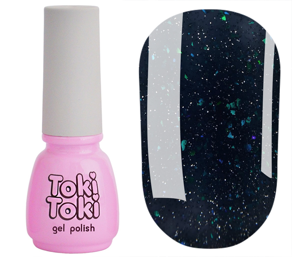 Toki Toki Gel nail polish Flakes 001 (black with flakes and glitter, reflective), 5 ml Toki Toki Gel nail polish Flakes 001 (black with flakes and glitter, reflective), 5 ml