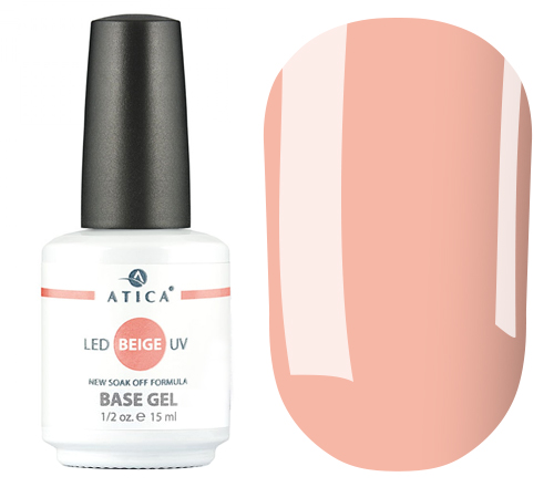 Каучукова камуфлююча база Atica для гель-лаку Beige (бежевий), 15 мл