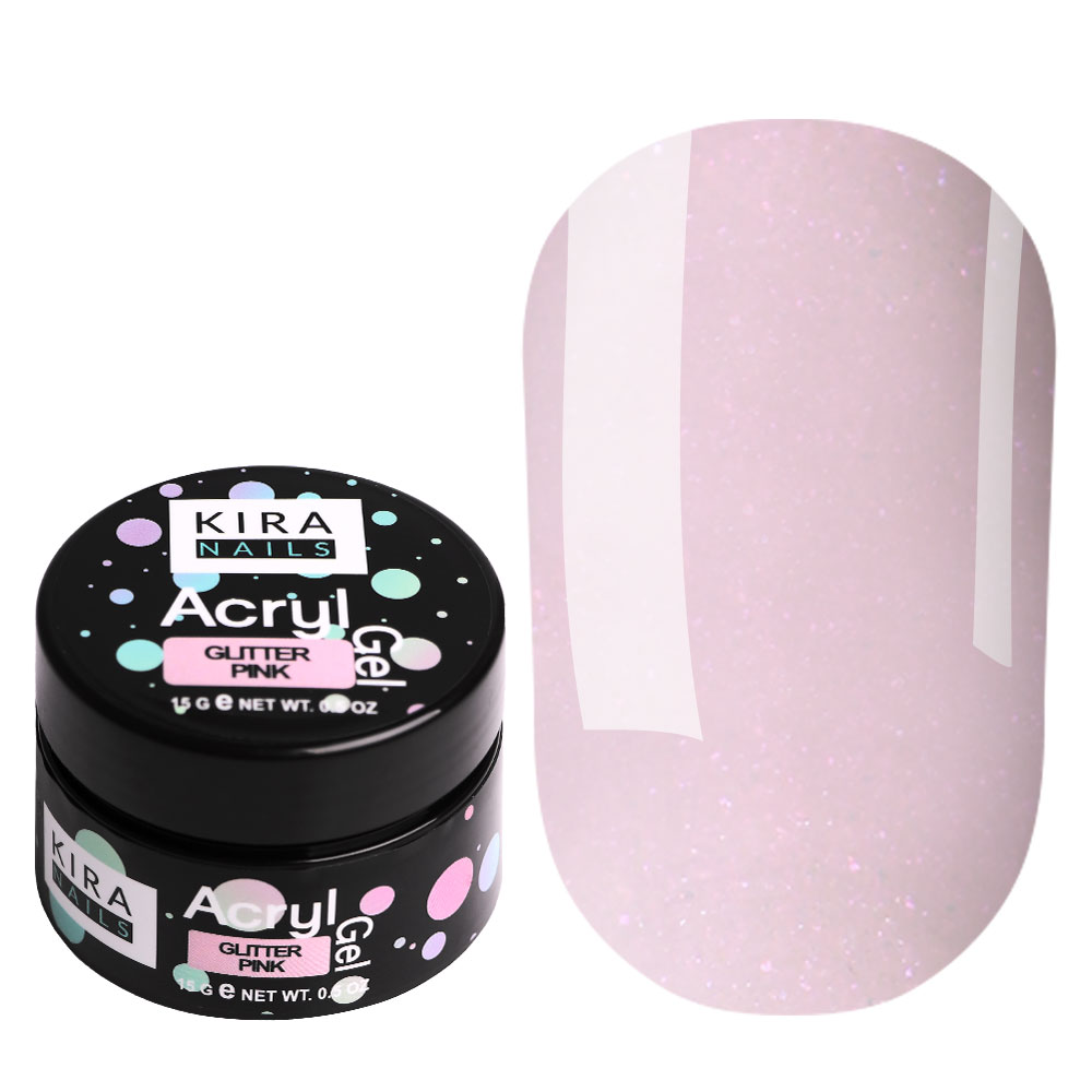 Kira Nails Acryl Gel - Glitter Pink, 15 g