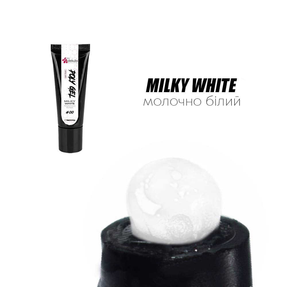 Molekula Poly Gel No. 00 Milky White - Polygel, milky white, translucent, 15 ml Molekula Poly Gel No. 00 Milky White - Polygel, milky white, translucent, 15 ml