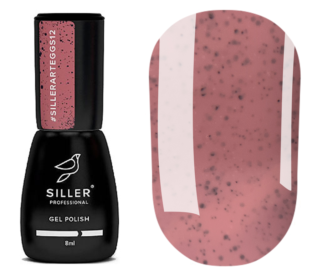 Gel polish Siller Art Eggs No. 012 (burgundy brown with crumbs), 8 ml