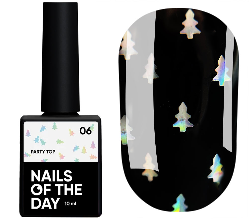 Nails Of The Day Nail top Party top No. 02 (transparent with fine shimmer), 10 ml