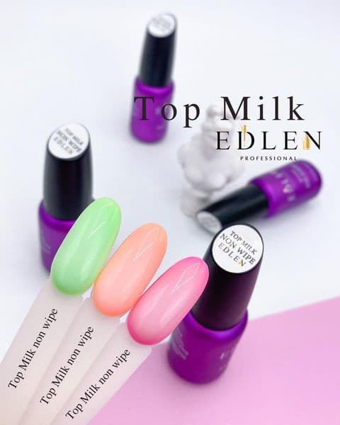 Edlen Top for nails Top milk - milk top without LSH with UV filters, 9 ml