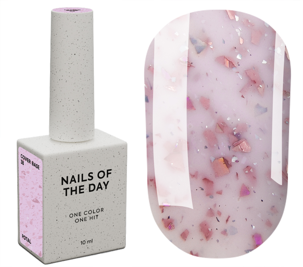 Nails Of The Day Cover base milk No. 05 (milk base with rye shimmer), 10 ml