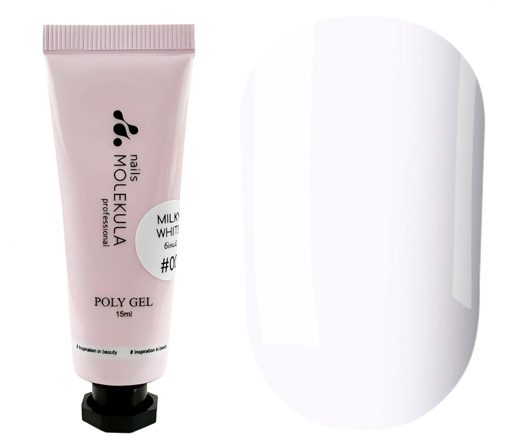 Molekula Poly Gel No. 00 Milky White - Polygel, milky white, translucent, 15 ml Molekula Poly Gel No. 00 Milky White - Polygel, milky white, translucent, 15 ml