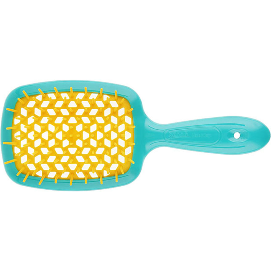 Janeke Superbrush Hairbrush Turquoise with Yellow
