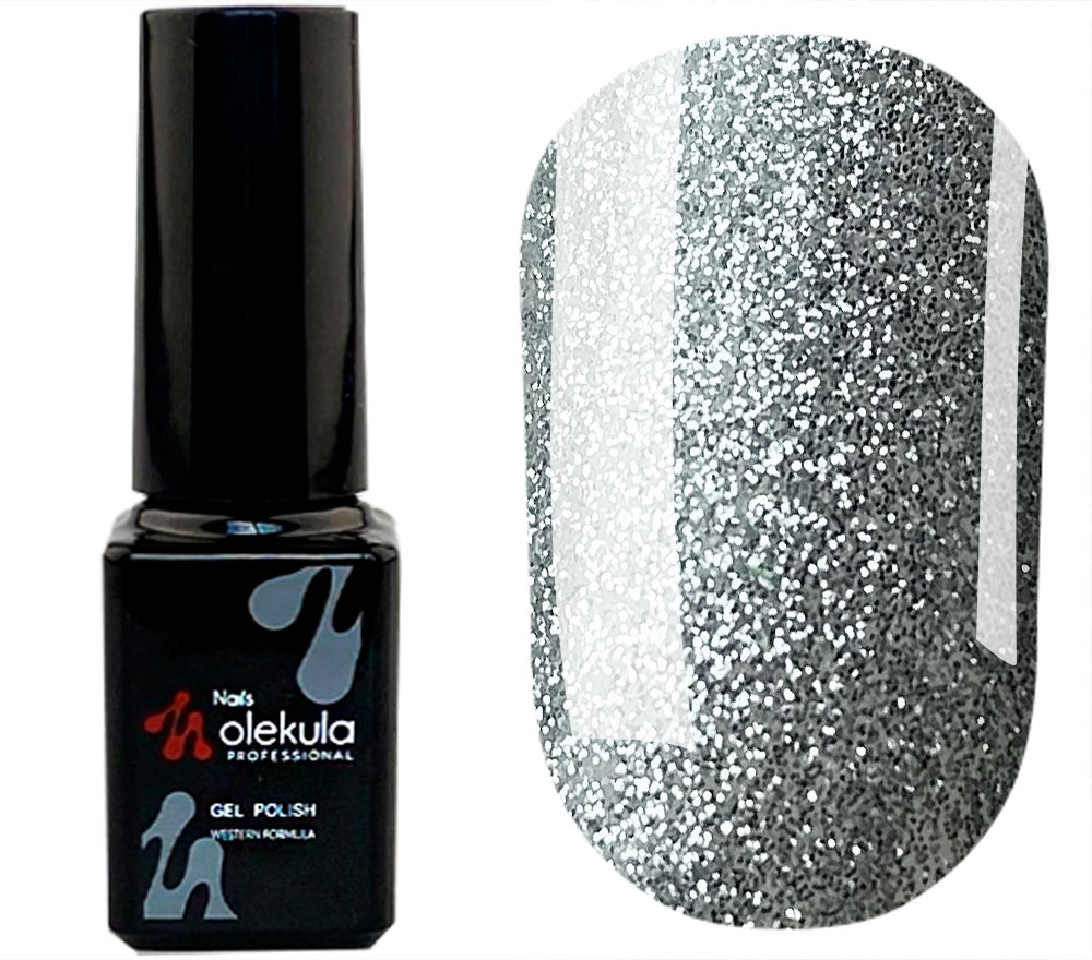 Molekula QUEEN'S SECRET gel varnish No. 01 (silver, with sparkles), 6 ml