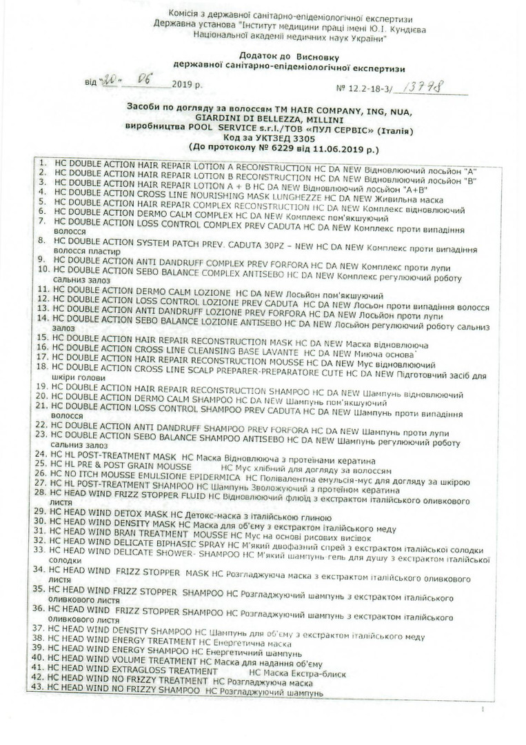Hygienic certificate ING PROFESSIONAL
