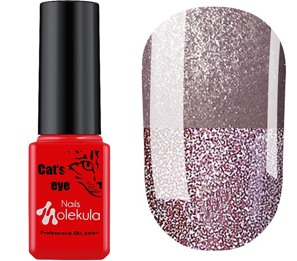 Molekula FLASH Effect Cat's eye FC04 gel varnish, 6 ml (gray-purple, reflective, magnetic)