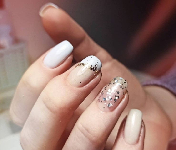 MOON FULL color Gel polish gel-varnish No. 327 (silver glitter on a transparent basis), 8 ml