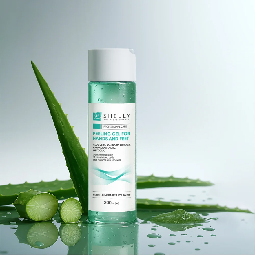 Shelly Peeling-roll for hands and feet with aloe vera, mint extract and aha acids, 200 ml Shelly Peeling-roll for hands and feet with aloe vera, mint extract and aha acids, 200 ml