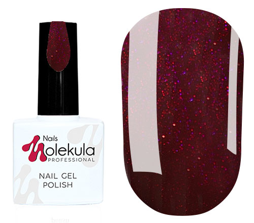 Molekula gel varnish No. 154 (burgundy with sparkles), 11 ml