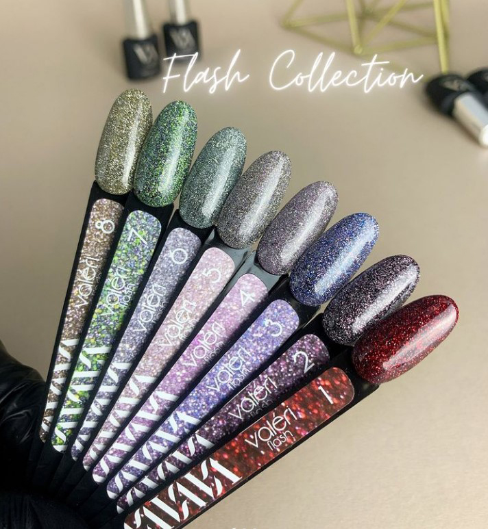 Gel Polish Valeri Flash No. 05 (silver, reflective), 6 ml