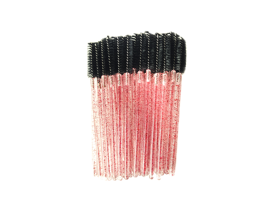 Hair brush, nylon, black on clear base with red glitter, (50 pcs/pack)