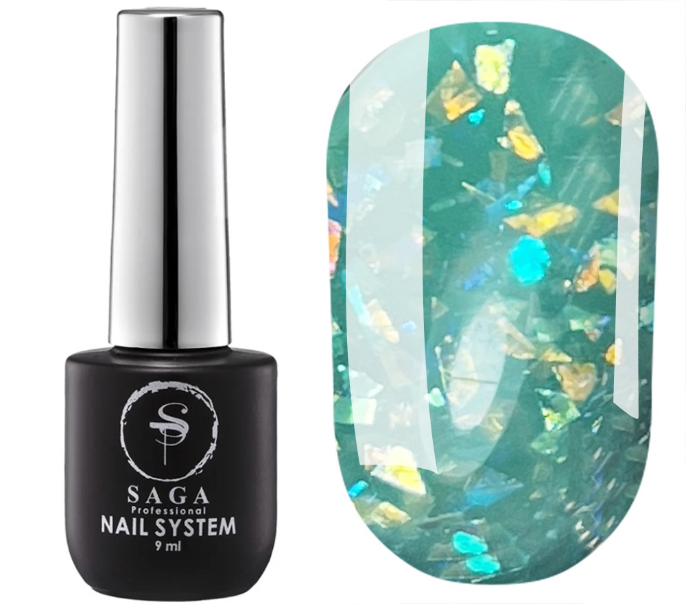 SAGA professional AGATE BASE 5 (бірюзовий з ефектом битого скла), 9 мл