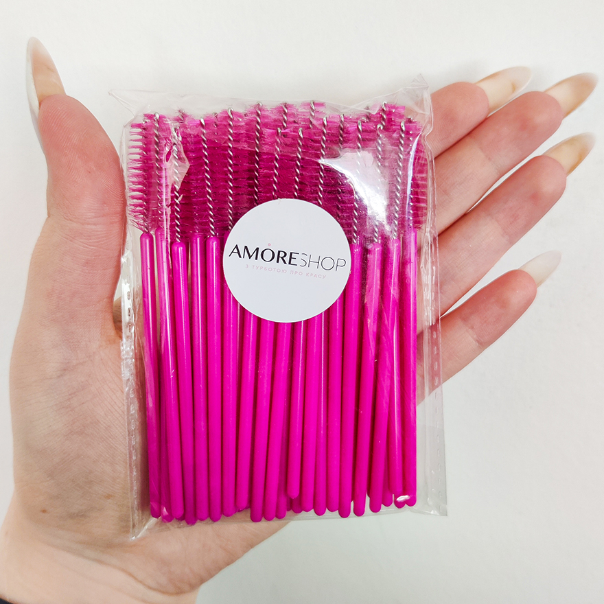 Eyelash brush, nylon, crimson (50 pcs/pack) Eyelash brush, nylon, crimson (50 pcs/pack)
