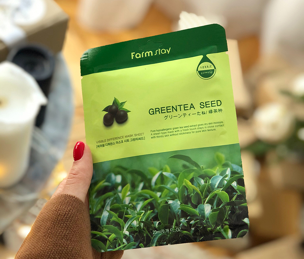 FARMSTAY Visible Difference Mask Sheet Green Tea Seed Тканевая маска для лица с зеленм чаем 23 мл