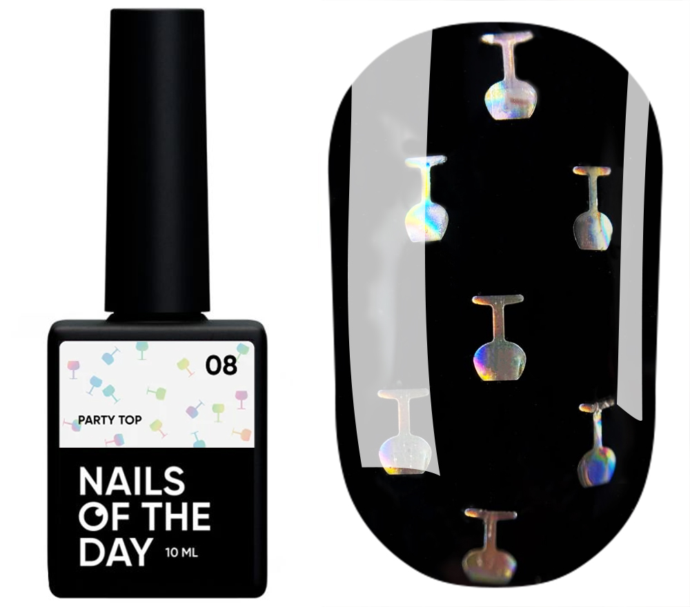 Nails Of The Day Nail top Party top No. 02 (transparent with fine shimmer), 10 ml