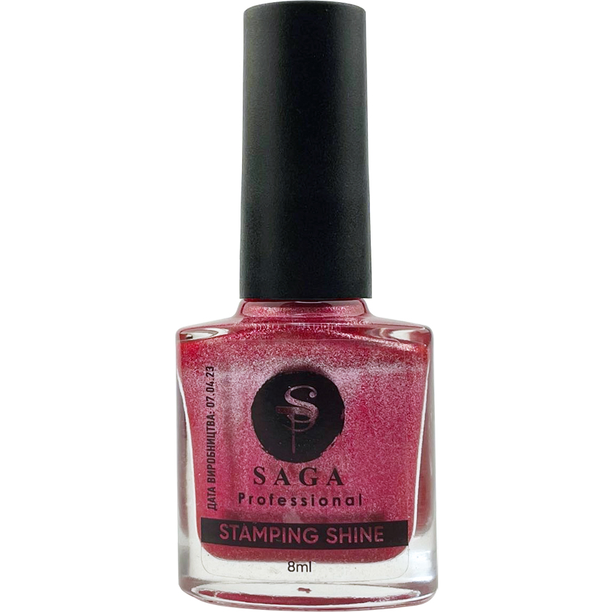 SAGA professional varnish paint for stamping 05 (dark pink, chrome), 8 ml