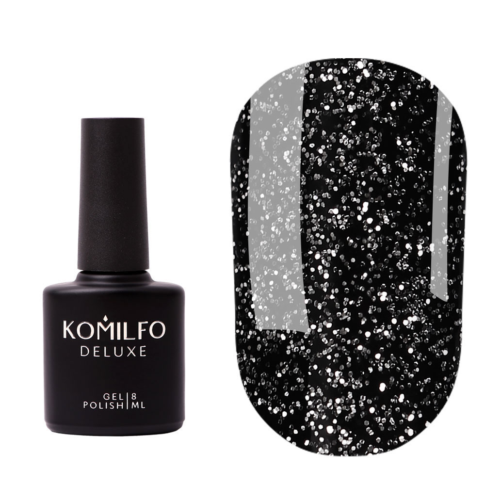 Komilfo No Wipe Silver Top топ БЕЗ липкого слоя с серебряным микроблеском, 8 мл