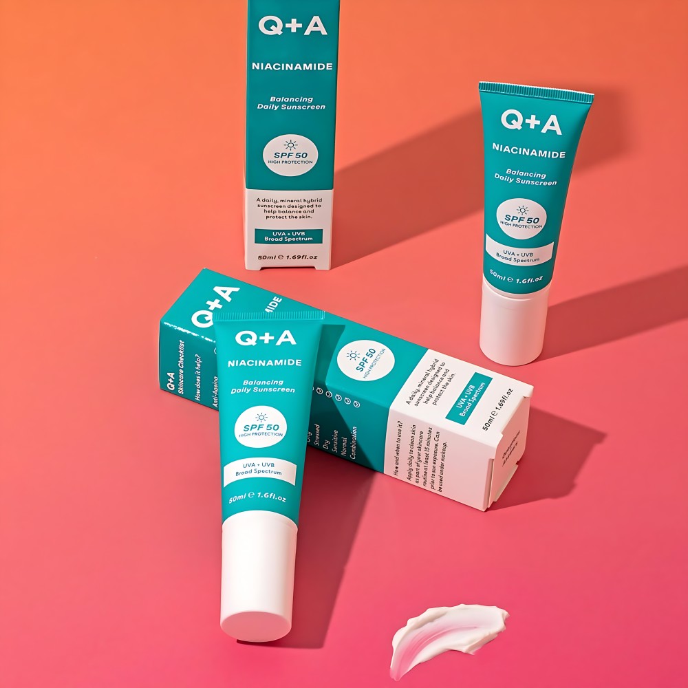 Q+A Balancing sunscreen for the face Niacinamide Balancing Daily Sunscreen, 50 ml