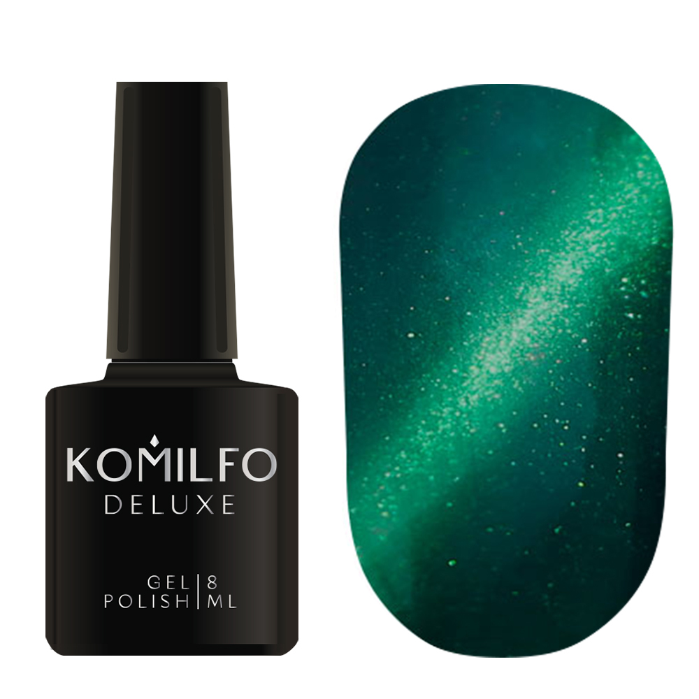 Gel Polish Komilfo Fantasy Cat's Eye 112 (emerald green, magnetic), 8 ml