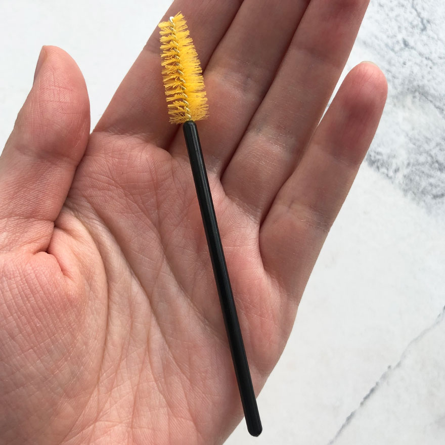 Hair brush, nylon, yellow with black base, 1 pc.
