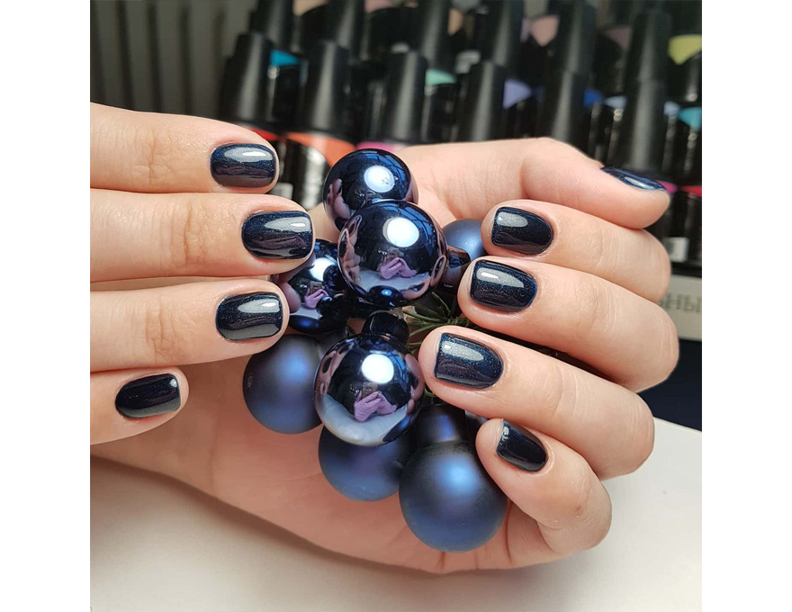 CND Гель-лак для ногтей Shellac Midnight Swim (темно-синий с микроблеском), 7,3 мл