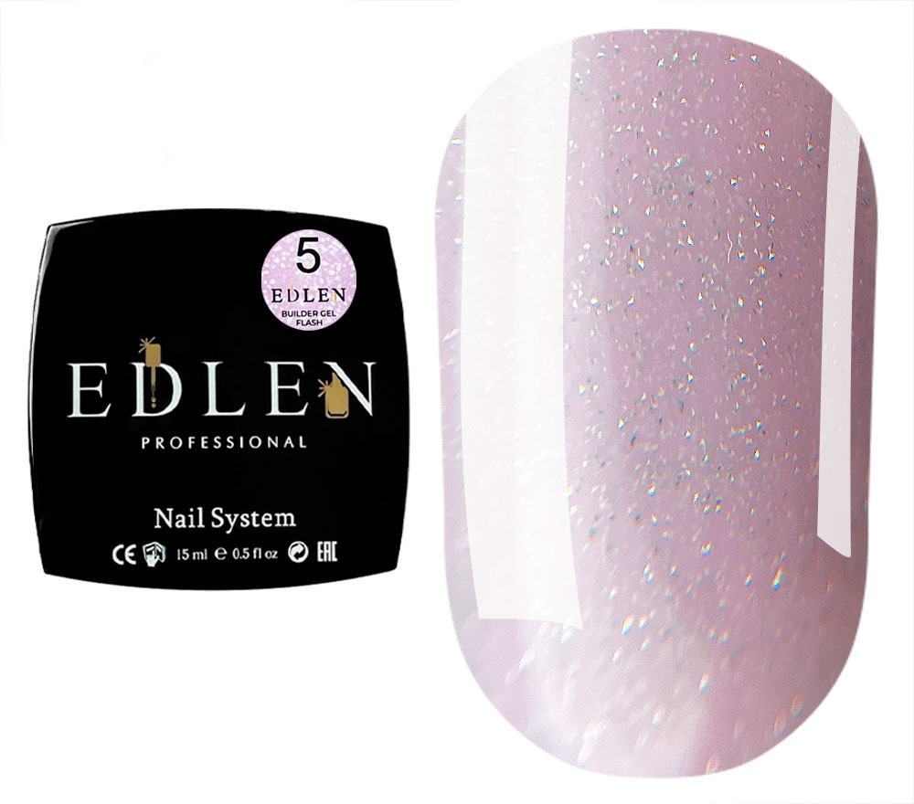 Edlen Гель для ногтей Builder gel Flash 05 (светлый лилово-розовый, светоотражающий), 15 мл