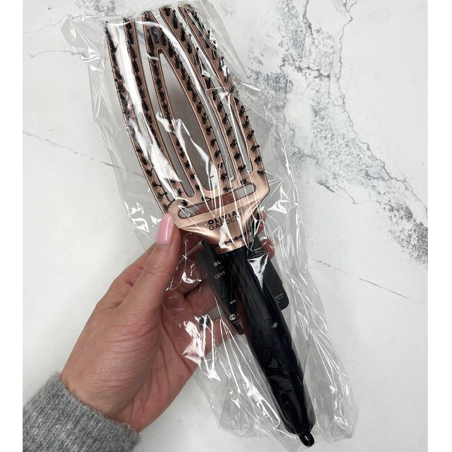 Olivia Garden Massage Brush Natural Bristle Finger Brush Combo Trinity Love Rose