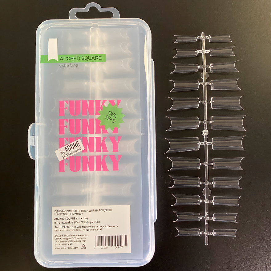 ADORE Гелевые типсы Funky Gel Tips ARCHED SQUARE extra long