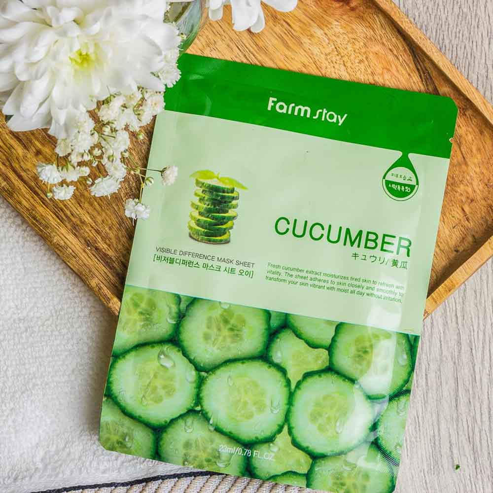 FARMSTAY Visible Difference Mask Sheet Cucumber Тканевая маска для лица с огуром 23 мл