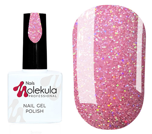 Molekula gel varnish No. 138 (pink with holographic glitter), 11 ml Molekula gel varnish No. 138 (pink with holographic glitter), 11 ml