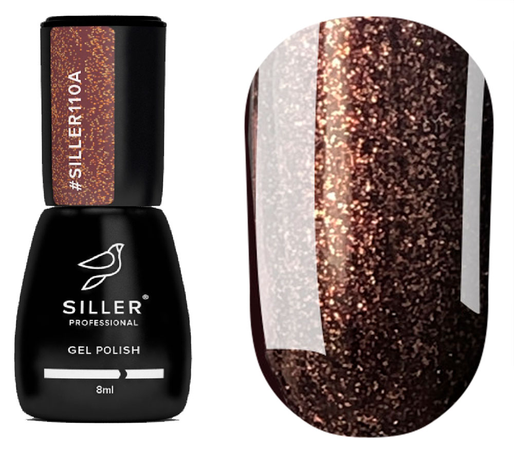 Siller gel varnish No. 110A (chocolate, glitter), 8 ml