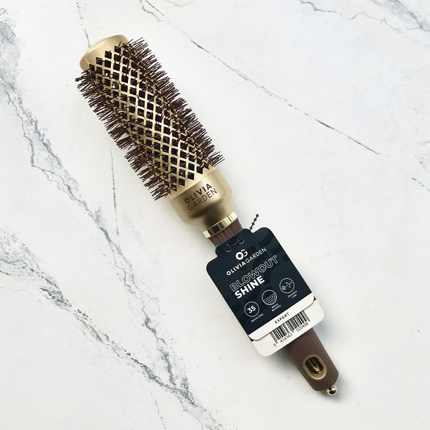 Olivia Garden Брашинг термо EXPERT BLOWOUT SHINE Wavy Bristles Gold&Brown 35