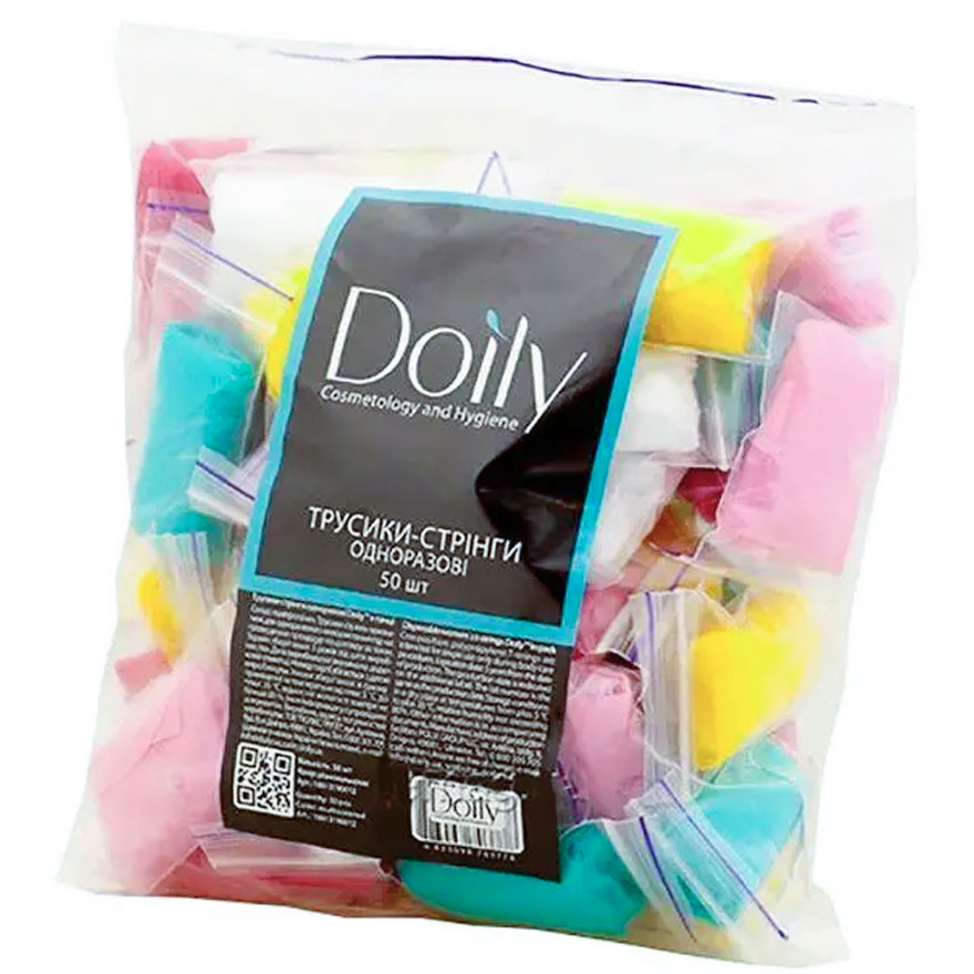 Doily Трусики-стринги Женские, разноцветные с рюшем (50 шт)