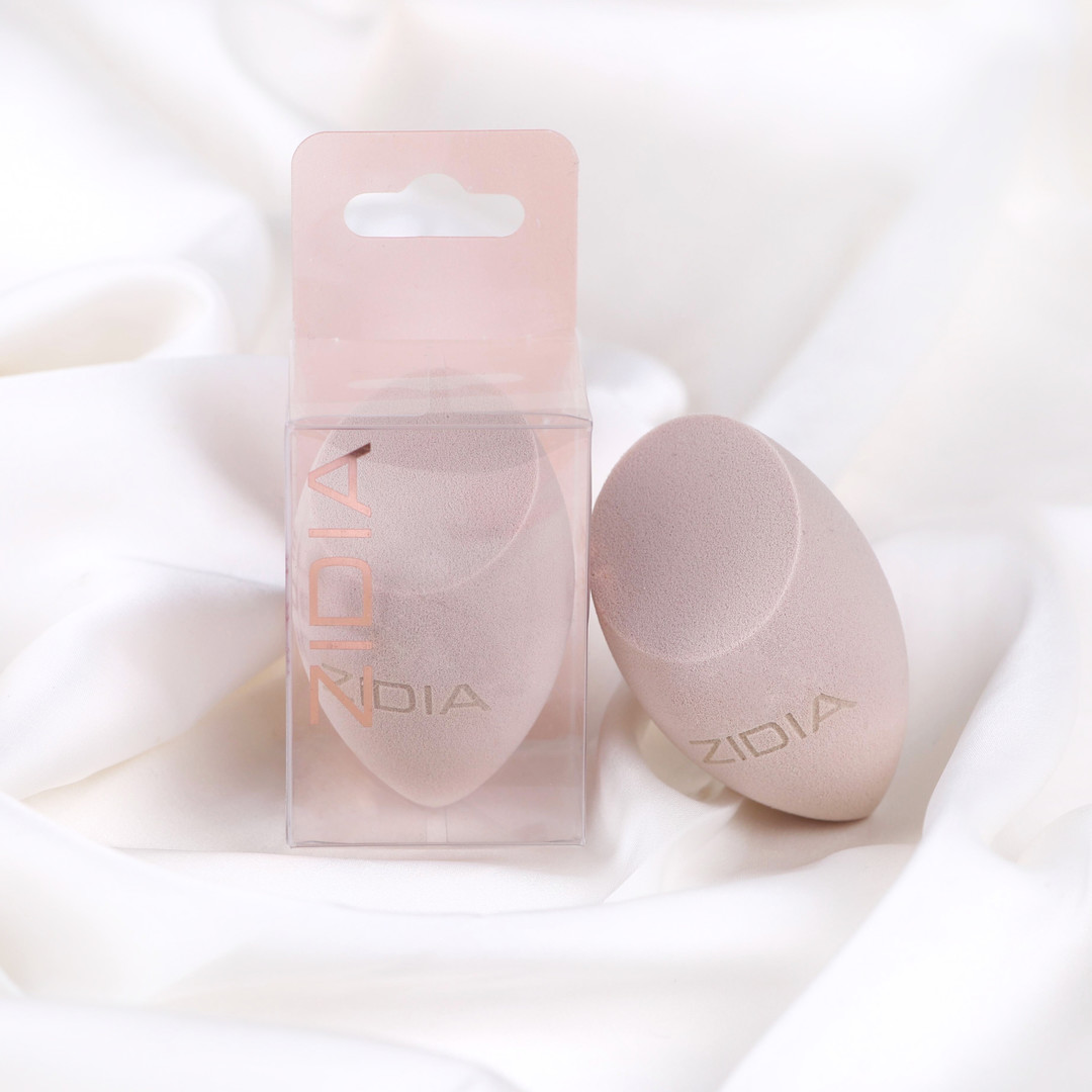 Спонж ZIDIA MakeUp Blender "Frieda", срезанная капля, серый в коробочке (без латекса)