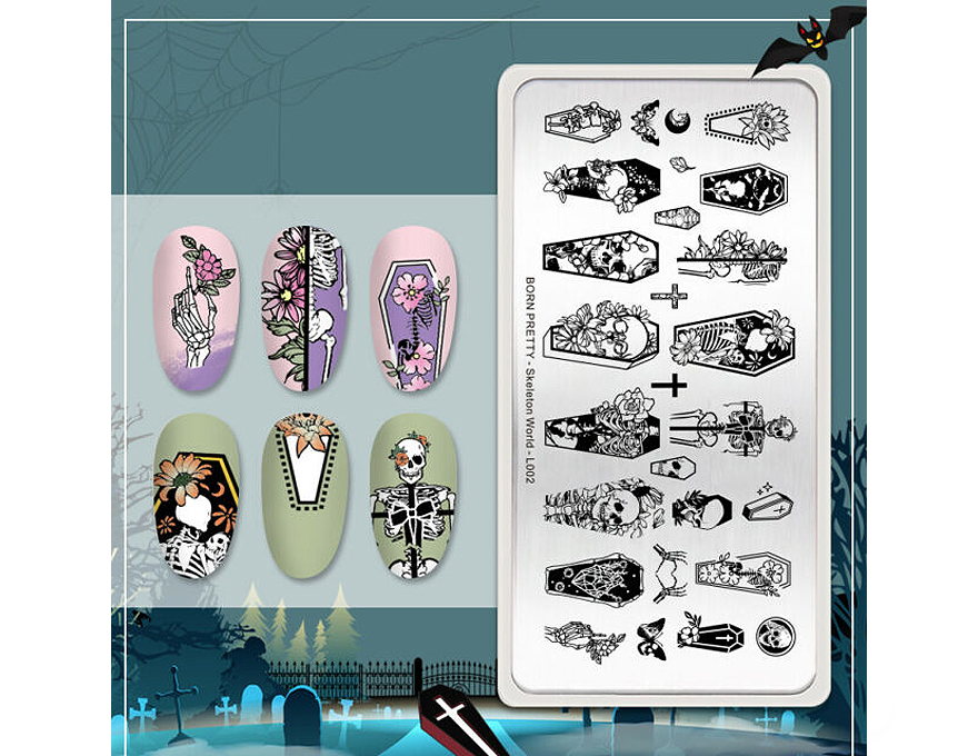 Born Pretty Пластина для стемпінгу Skeleton World L002 Born Pretty Пластина для стемпінгу Skeleton World L002