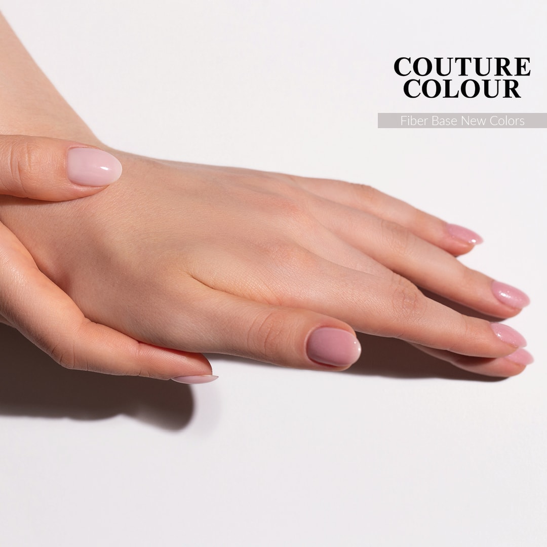 Couture Color Fiber Base Shimmer Pink - nylon fiber gel polish base, pink with shimmer, 9 ml