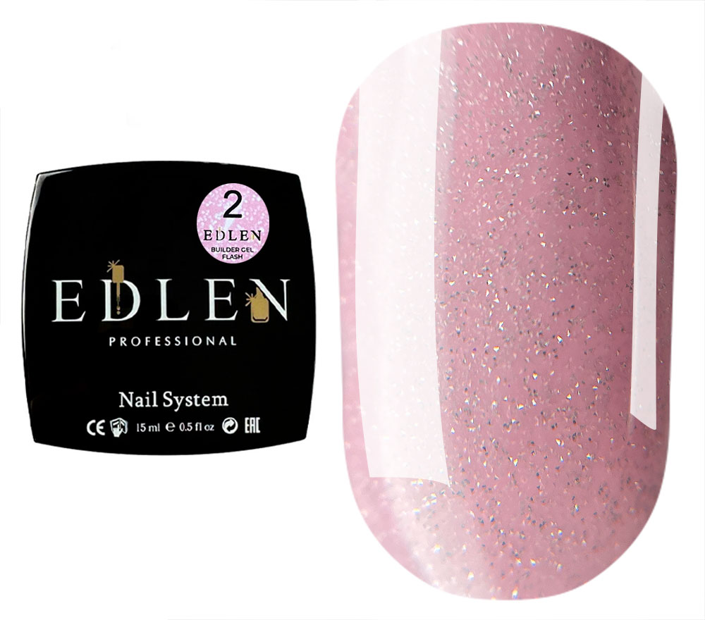 Edlen Nail gel Builder gel Flash 02 (light pink, reflective), 15 ml