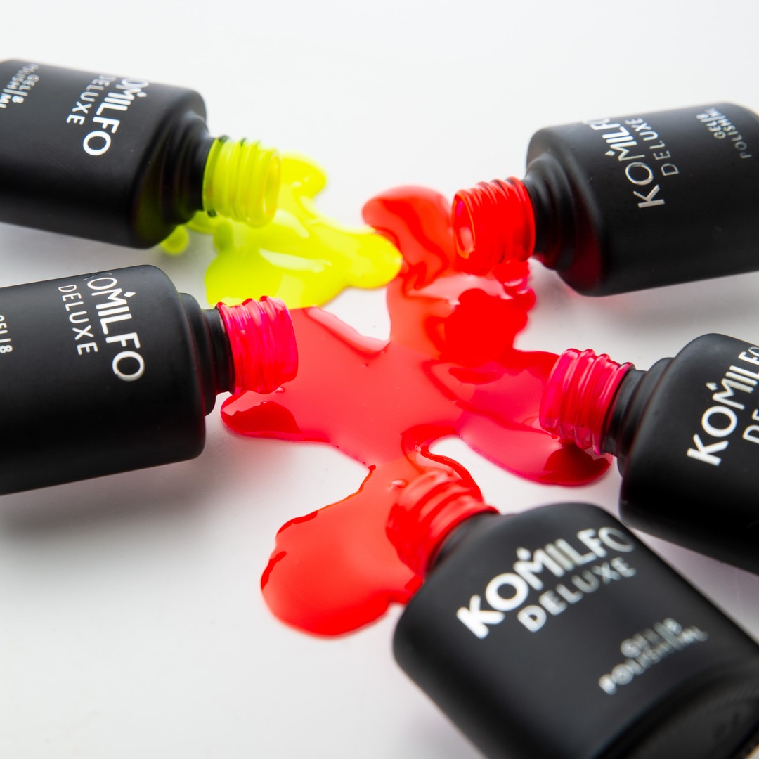 Гель-лаки Komilfo Kaleidoscopic Collection K002 (салатово-жовтий, неоновий), 8 мл