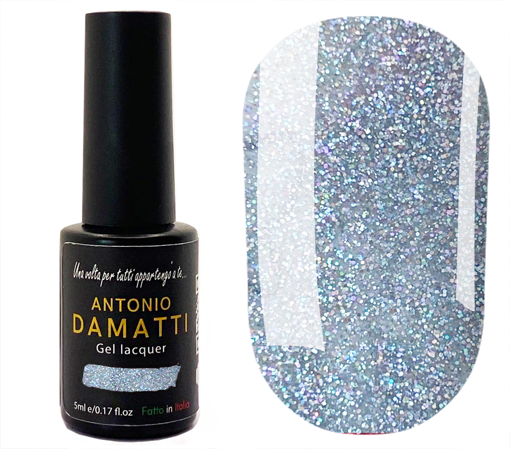 Гель-лак Antonio Damatti №207 (серебристый, с блестками), 5 мл