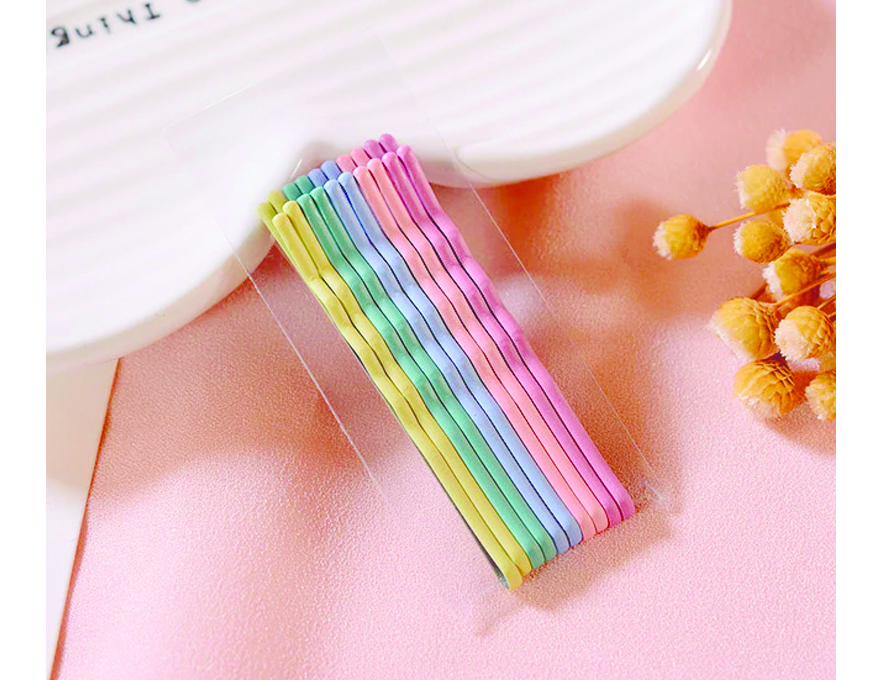 Multicolored invisible pins # 7, 5.5 cm wavy (10pcs)