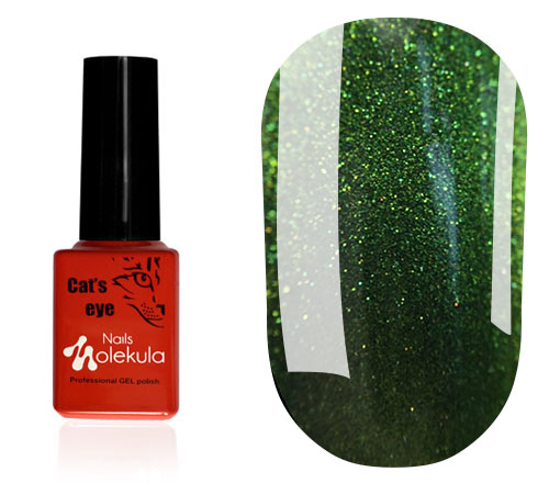 Гель-лак Molekula 9D Cats eye №902 (зеленый, магнитный), 6 мл
