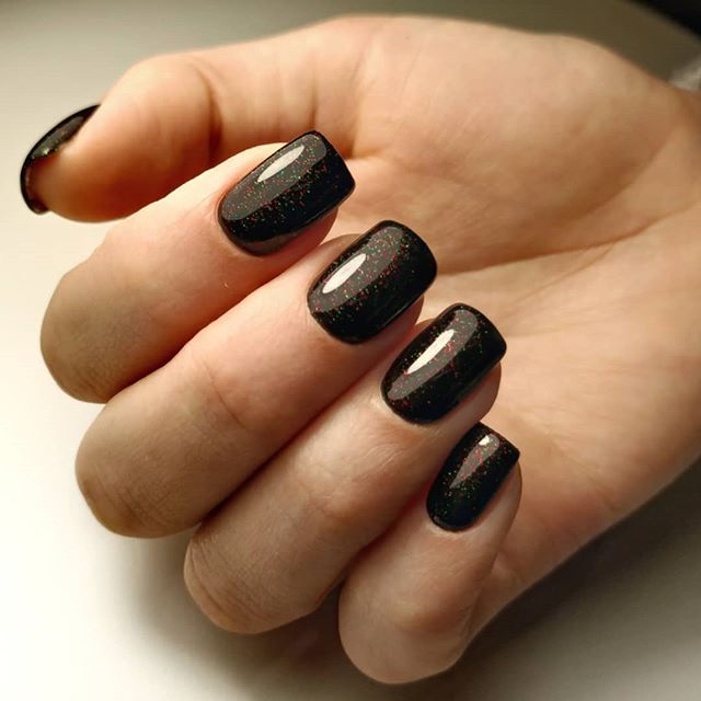 OXXI Gel nail polish No. 239 (black with red and green micro-shimmer), 10 ml