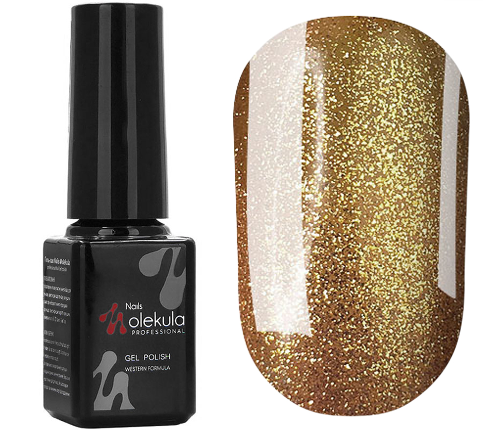 Gel polish Molekula No. 022 (gold shimmer with sparkles), 6 ml Gel polish Molekula No. 022 (gold shimmer with sparkles), 6 ml