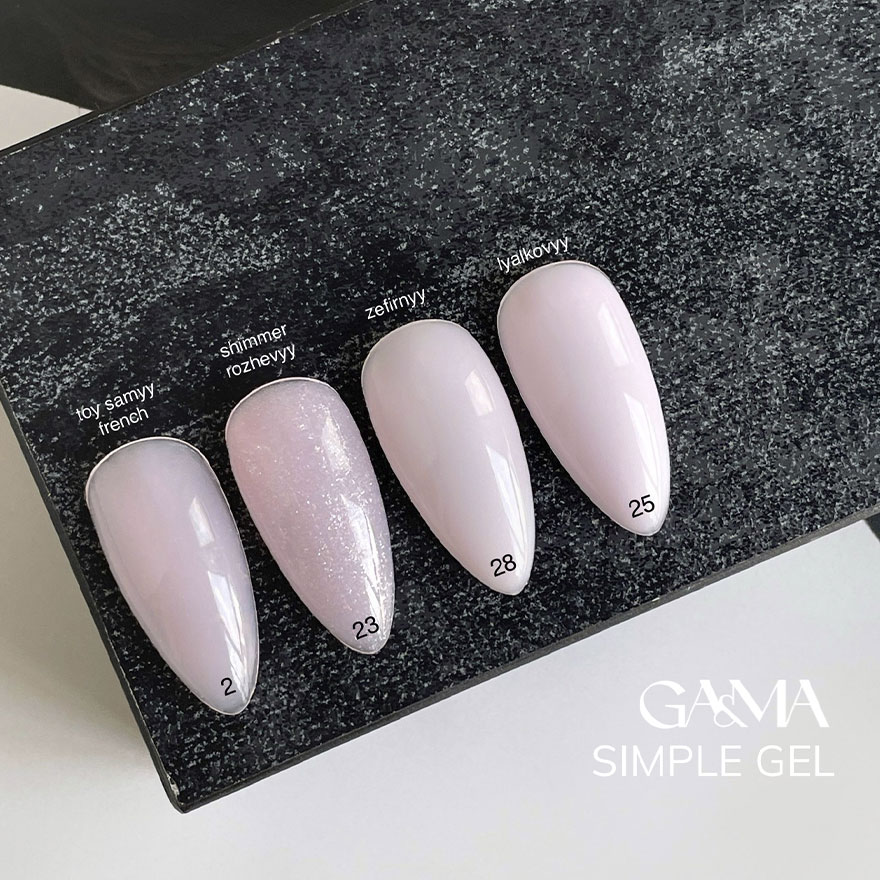 GA&MA Gel sample Simple gel 023 Shimmer rose, 15 ml