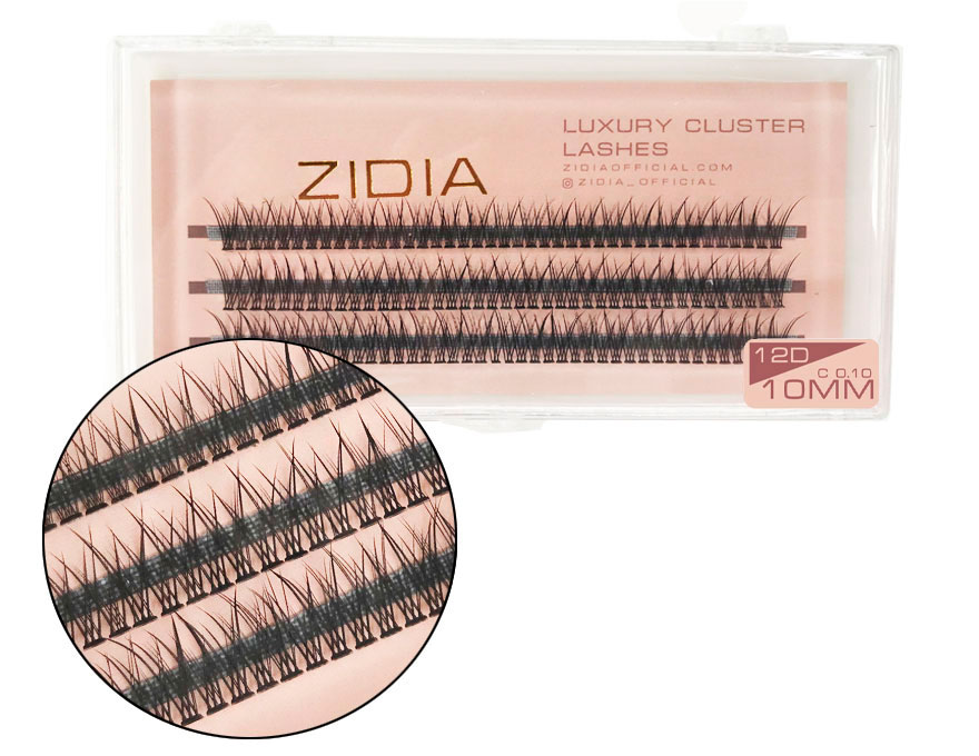 ZIDIA Cluster lashes fish tail Вії-пучки 12D C 0,10 (3 стрічки, розмір 10 мм)