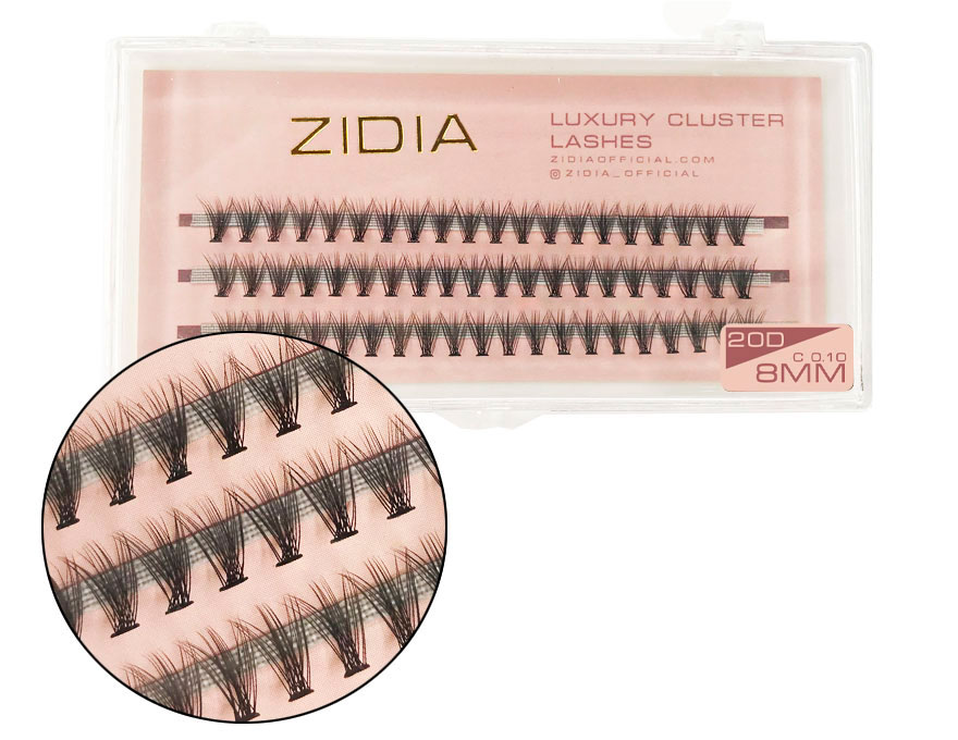 ZIDIA Cluster lashes 20D C 0.10 (3 bands, size 8mm)
